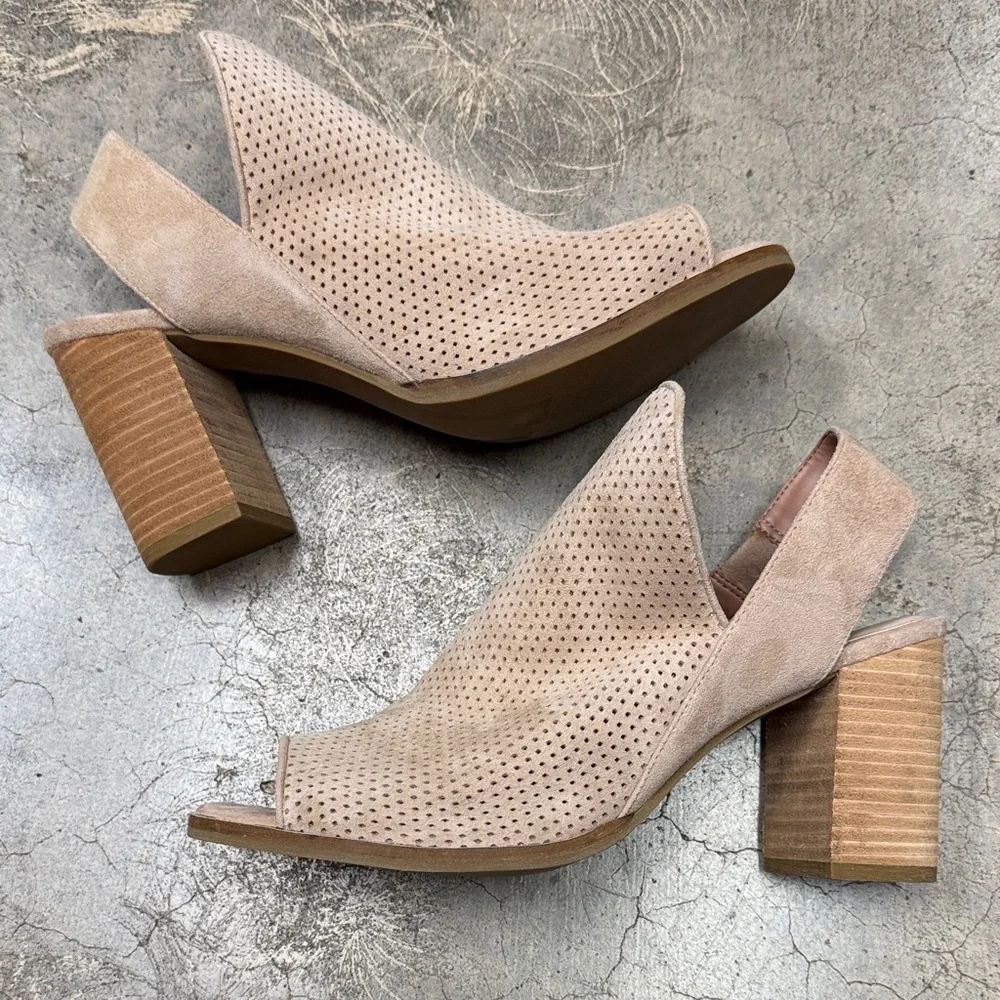 * Cole HAAN Callista perforated suede open-toe slingback booties